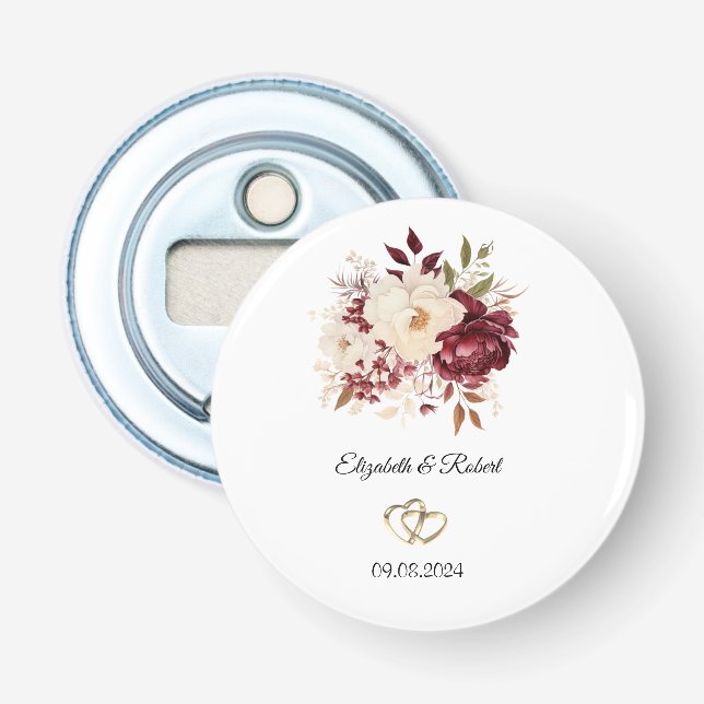 Abrebotellas Flores blancas de Borgoña Elegante (Anverso)