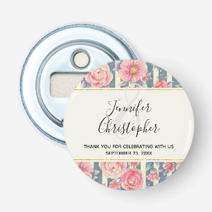 Abrebotellas Flores color de agua rosada en favor de matrimonio