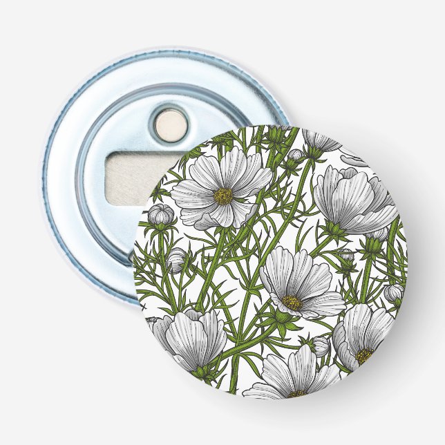Abrebotellas Flores de cosmos blancos (Anverso)