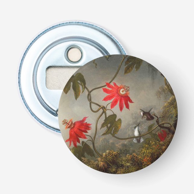 Abrebotellas Flores de pasión con cabeza de Hummingbirds (Anverso)