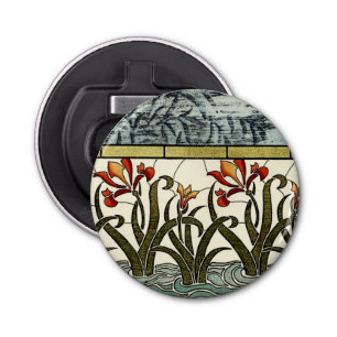 Abrebotellas Flores de vidrio manchado con una frontera tan gra