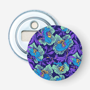 Abrebotellas Flores moradas y azules William Morris