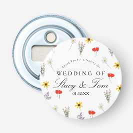 Abrebotellas Flores silvestres simples Boda dibujada a mano gra