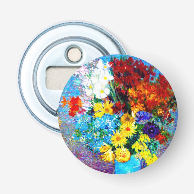 Abrebotellas Flores Van Gogh en una maleta azul (Anverso)