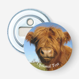 Abrebotellas Fluffy Scottish Highland Cow - Blue Sky