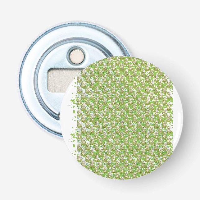 Abrebotellas fondo blanco con puntos marrones sobre él (Anverso)