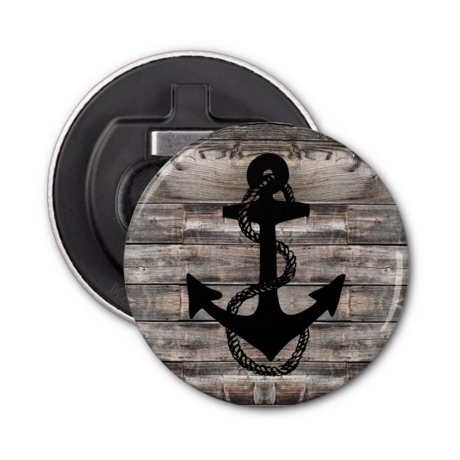 Abrebotellas fondo náutico rústico con ANCHOR | (Anverso)