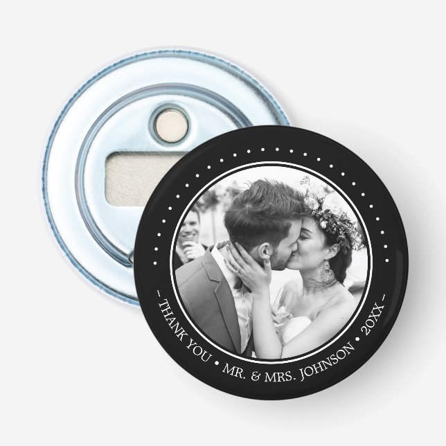 Abrebotellas Foto de agradecimiento de boda moderna (Anverso)