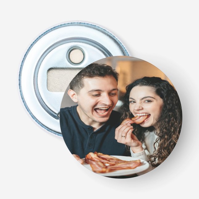 Abrebotellas Foto de comer tocino personalizar (Anverso)