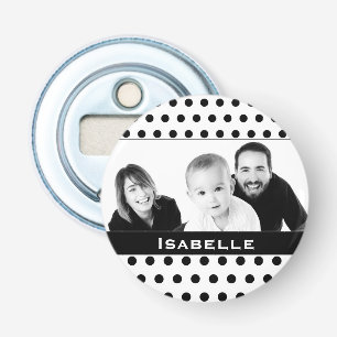 Abrebotellas Foto de Personalizado de puntos de polka blanco y