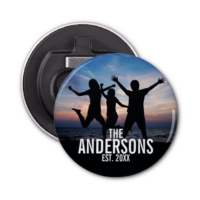 Abrebotellas Foto familiar personalizada con apellido (Anverso)