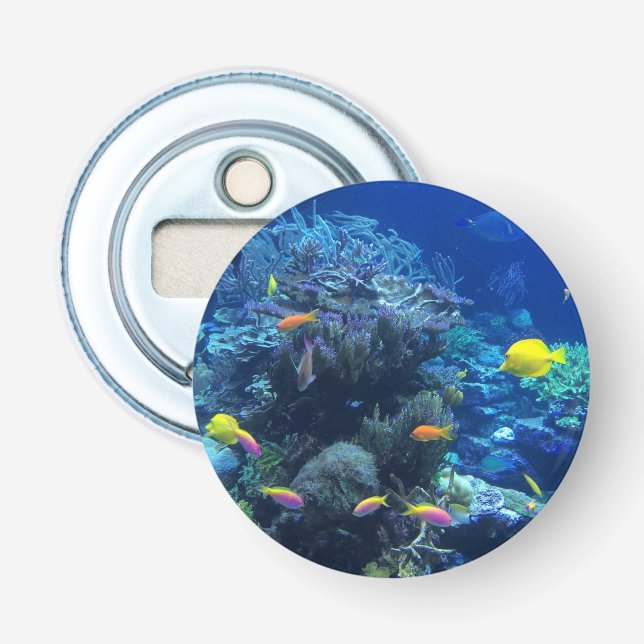 Abrebotellas Foto submarina de peces tropicales amarillos (Anverso)