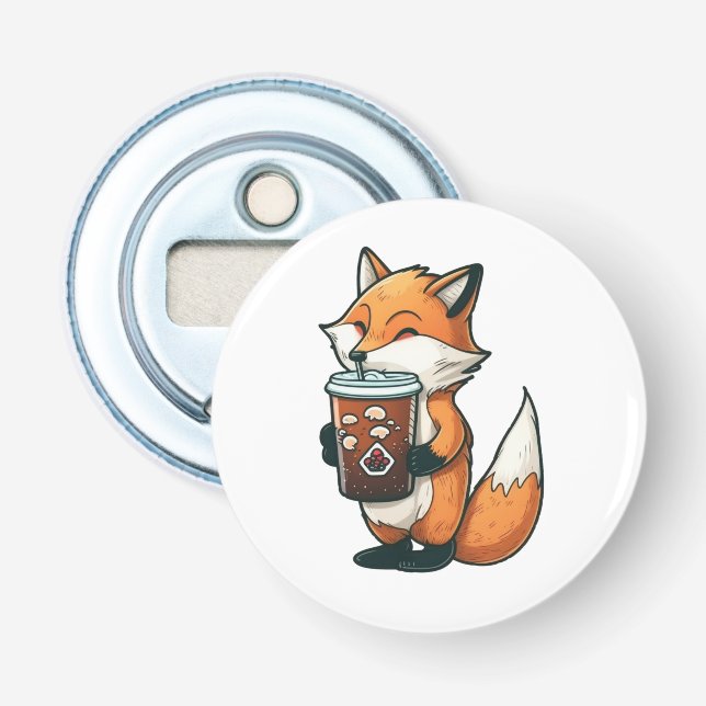 Abrebotellas Fox con una taza (Anverso)
