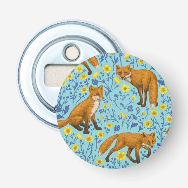 Abrebotellas Foxes y mariposas en azul de la piscina (Anverso)