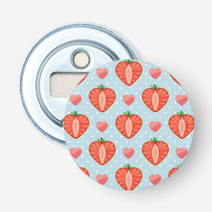 Abrebotellas Fresas del corazón con puntos y corazones de polk