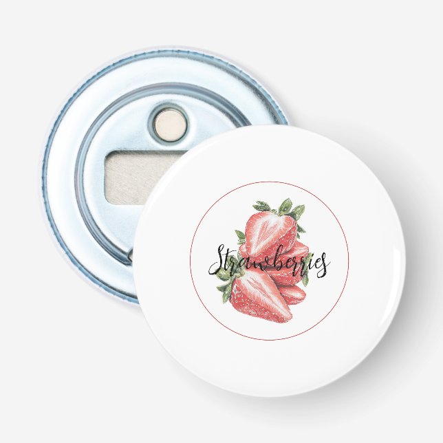 Abrebotellas Fresas Rojas Blancas Fruta   (Anverso)