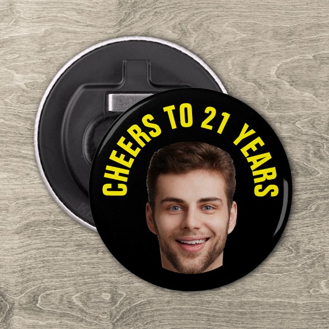 Abrebotellas Fun 21st Birthday PERSONALIZADO TEXT Photo Black (Subido por el creador)