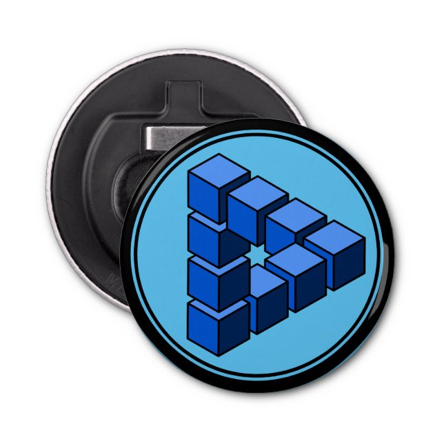 Abrebotellas Funny Blue Black Imposible Triangle Blocks (Anverso)