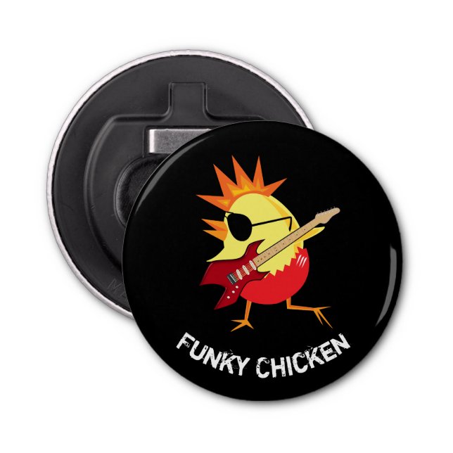 Abrebotellas Funny Funky Chicken Playing Guitar (Anverso)