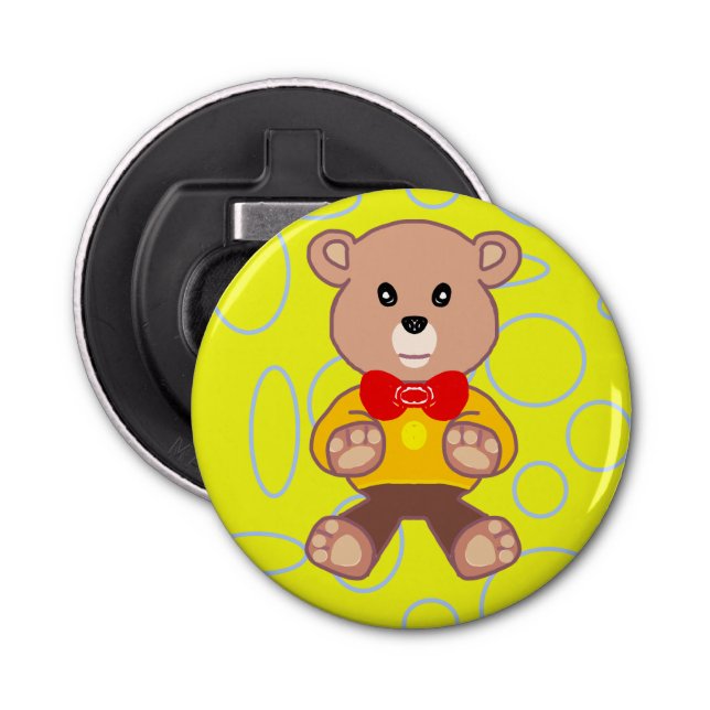 Abrebotellas Funny Quirky Cute BowtieBear Bottle Button Opentle (Anverso)