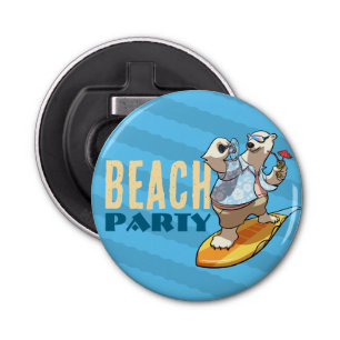 Abrebotellas Funny Surfing Polar Bear Beach Fiesta Personalizad