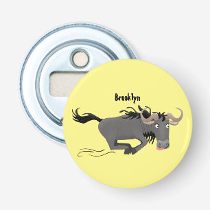 Abrebotellas Funny Wildebeest corriendo ilustracion personaliza
