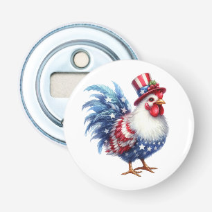 Abrebotellas Gallo Patriótico Adorable con Bandera Americana