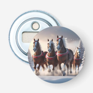 Abrebotellas Gallopando a través de la nieve: los caballos mági