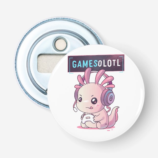 Abrebotellas Gamesolotl - Axolotl Jugador (Anverso)