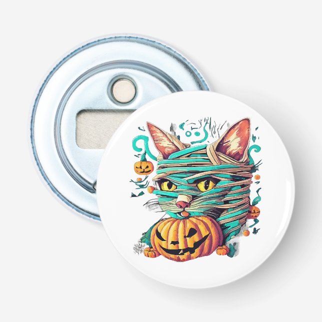 Abrebotellas Gata Momia Divertida Halloween (Anverso)