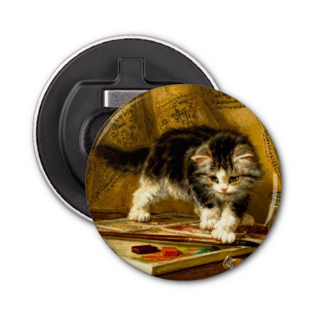 Abrebotellas Gatito con pintura y brochas (Anverso)