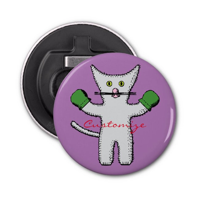 Abrebotellas Gatito del boxeo con las manoplas Thunder_Cove (Anverso)