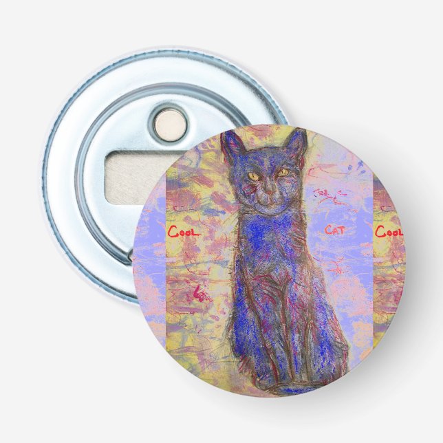 Abrebotellas gato azul fresco (Anverso)