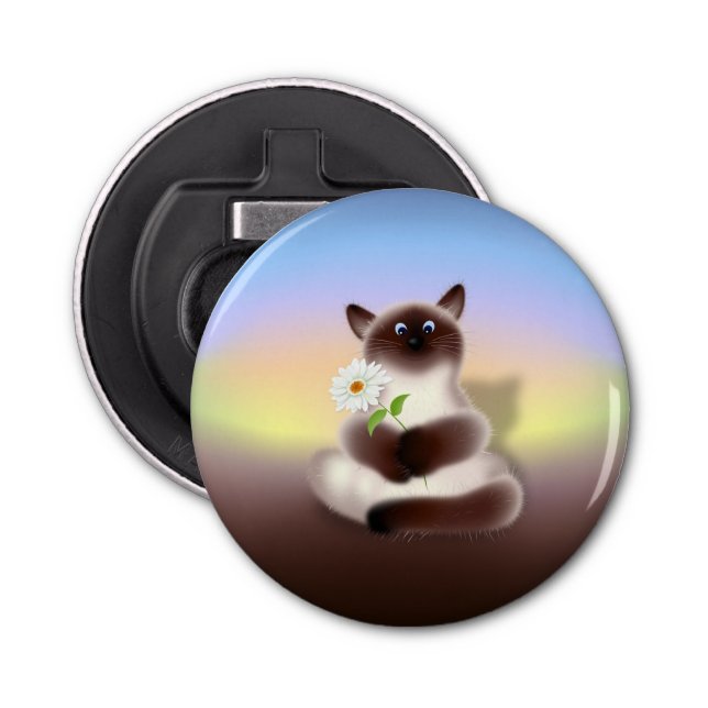 Abrebotellas Gato con flor (Anverso)