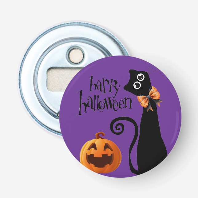 Abrebotellas gato de halloween (Anverso)