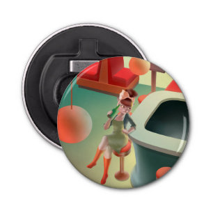 Abrebotellas Gato elegante con botella sentado en el bar