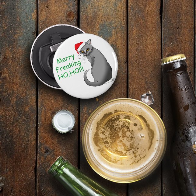 Abrebotellas Gato Gris Divertido Malhumorado Navidad Humor Fest (Subido por el creador)