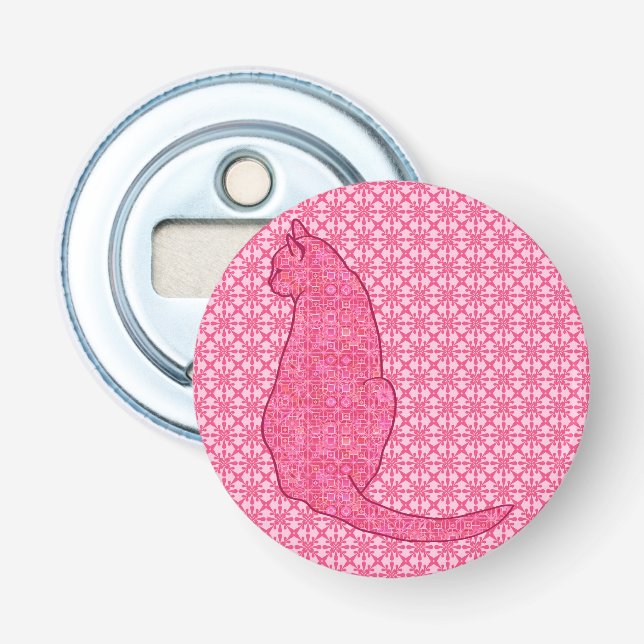Abrebotellas Gato japonés - Batik rosa de fucsia (Anverso)