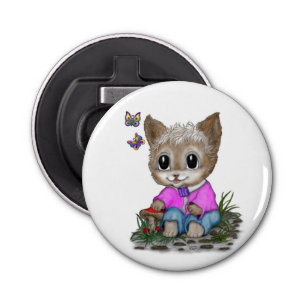 Abrebotellas Gato Kitty y mariposa