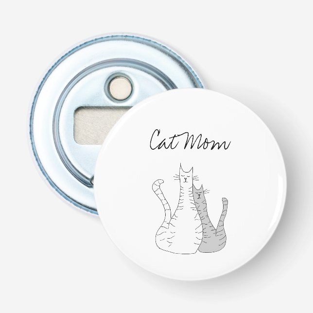 Abrebotellas Gato lindo mamá Kitties Gris blanco (Anverso)