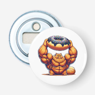 Abrebotellas Gato Musculoso Levantando Donut