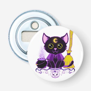 Abrebotellas Gato negro de bruja de Halloween lindo