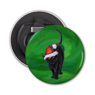 Abrebotellas Gato negro navidad en verde