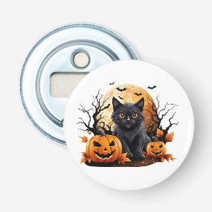 Abrebotellas Gato negro rodeado de calabazas