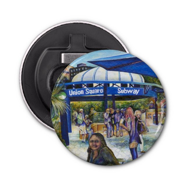 Abrebotellas Gente apasionada jugando en el parque, Nueva York (Anverso)