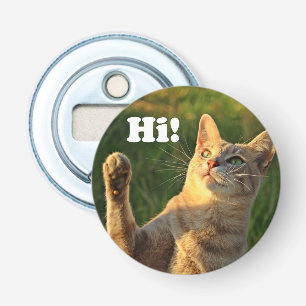Abrebotellas Ginger Cat diciendo ¡Hola!