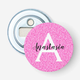 Abrebotellas Glamour Femenino Rosa Brillante Purpurina Monogram
