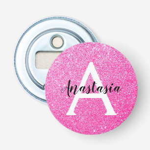 Abrebotellas Glamour Femenino Rosa Brillante Purpurina Monogram