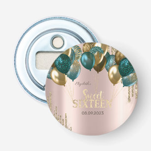 Abrebotellas Glitter Dorado Gotea Globos Rosa Dorado Dulces 16