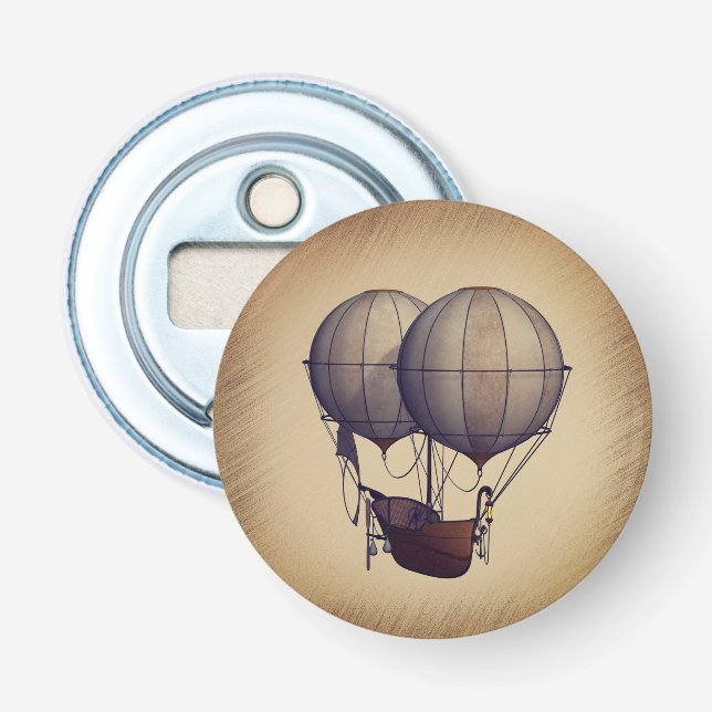 Abrebotellas Globos aerostáticos Steampunk con barco (Anverso)